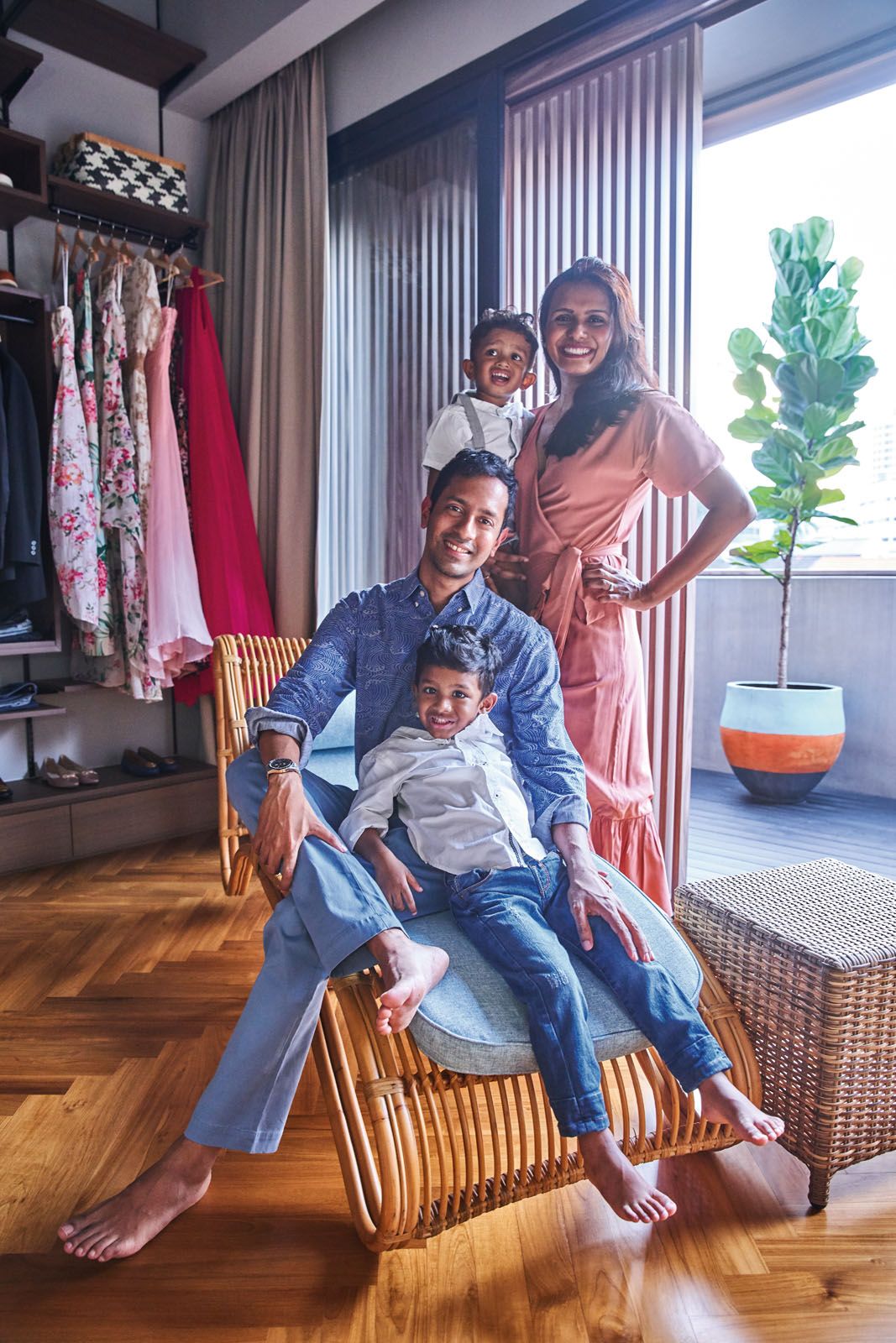 Homeowners Prakash Raja and Sharline Suhumaran, with their sons Nirvaan and Hridaan