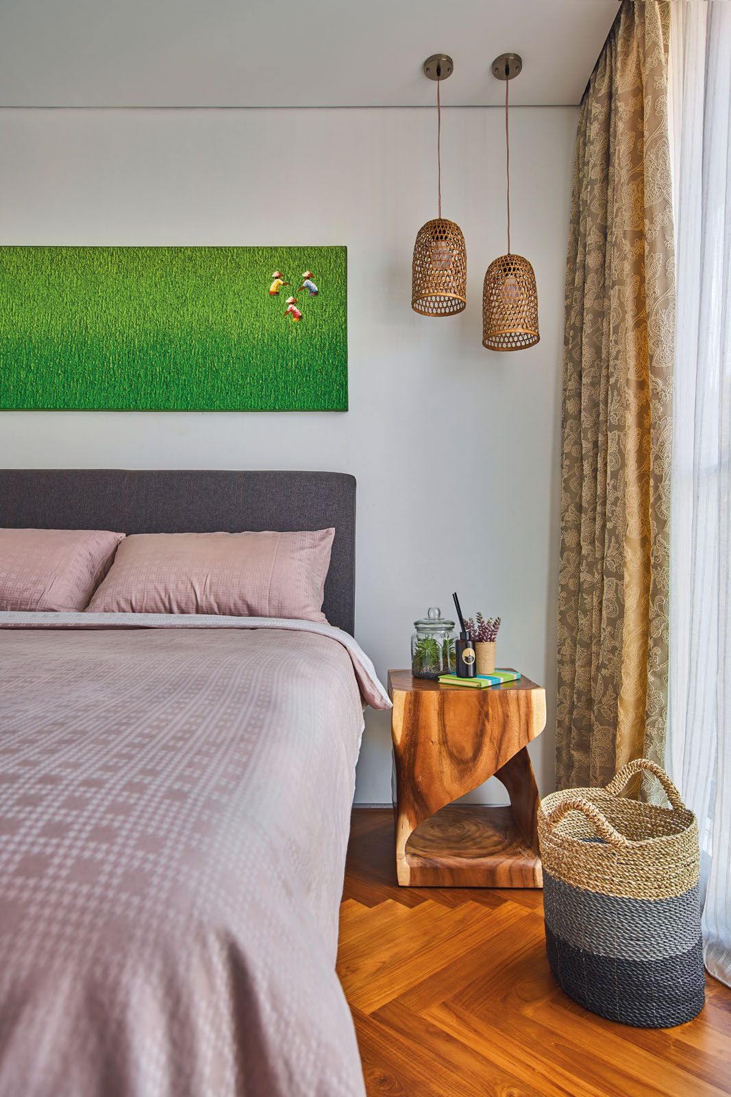 This guest room is a tranquil haven designed for the grandparents to use whenever they visit