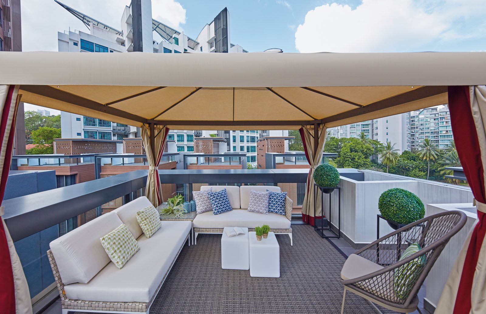 The rooftop terrace is the couple’s favoured spot for hosting guests