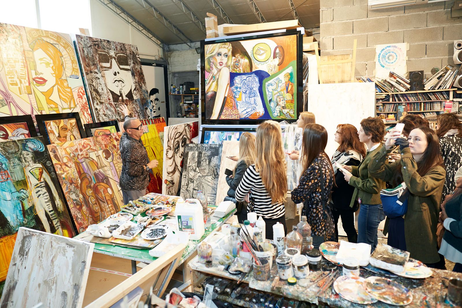 French artist Marc Ferrero conducts a studio tour