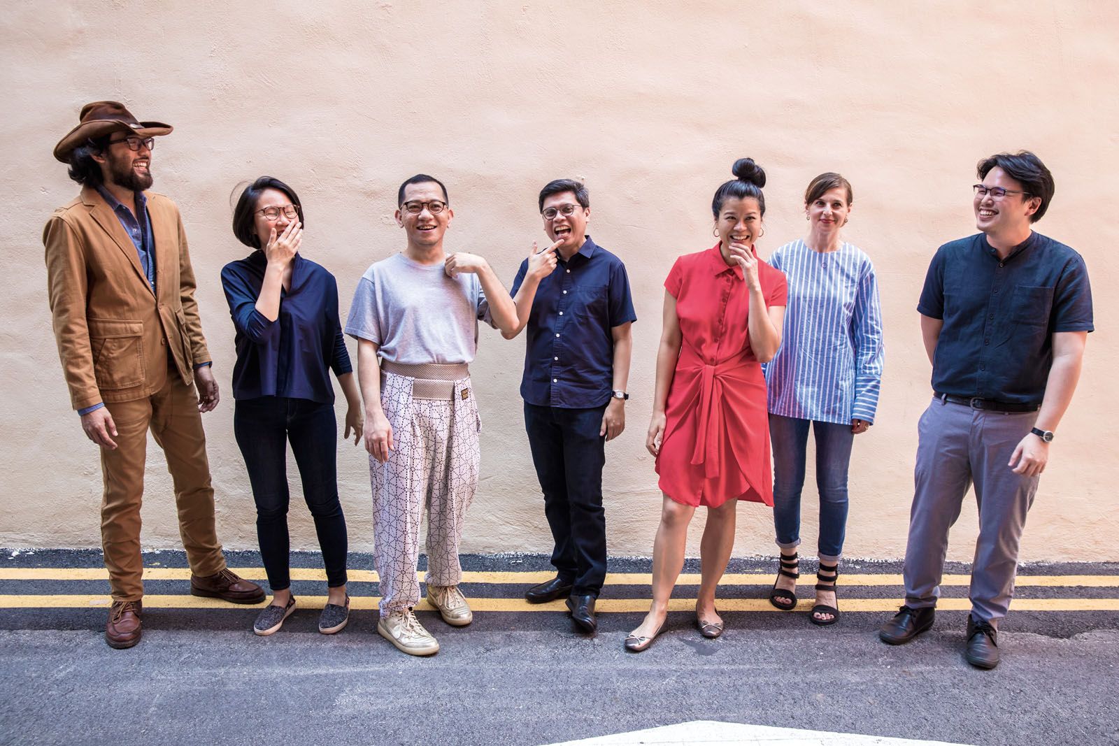 Artistic director Patrick Flores (pictured fourth from left) with the curatorial team of (from left) John Tung, Goh Sze Ying, Renan Laru-an, Andrea Fam, Anca Verona Mihulet and Vipash Purichanont