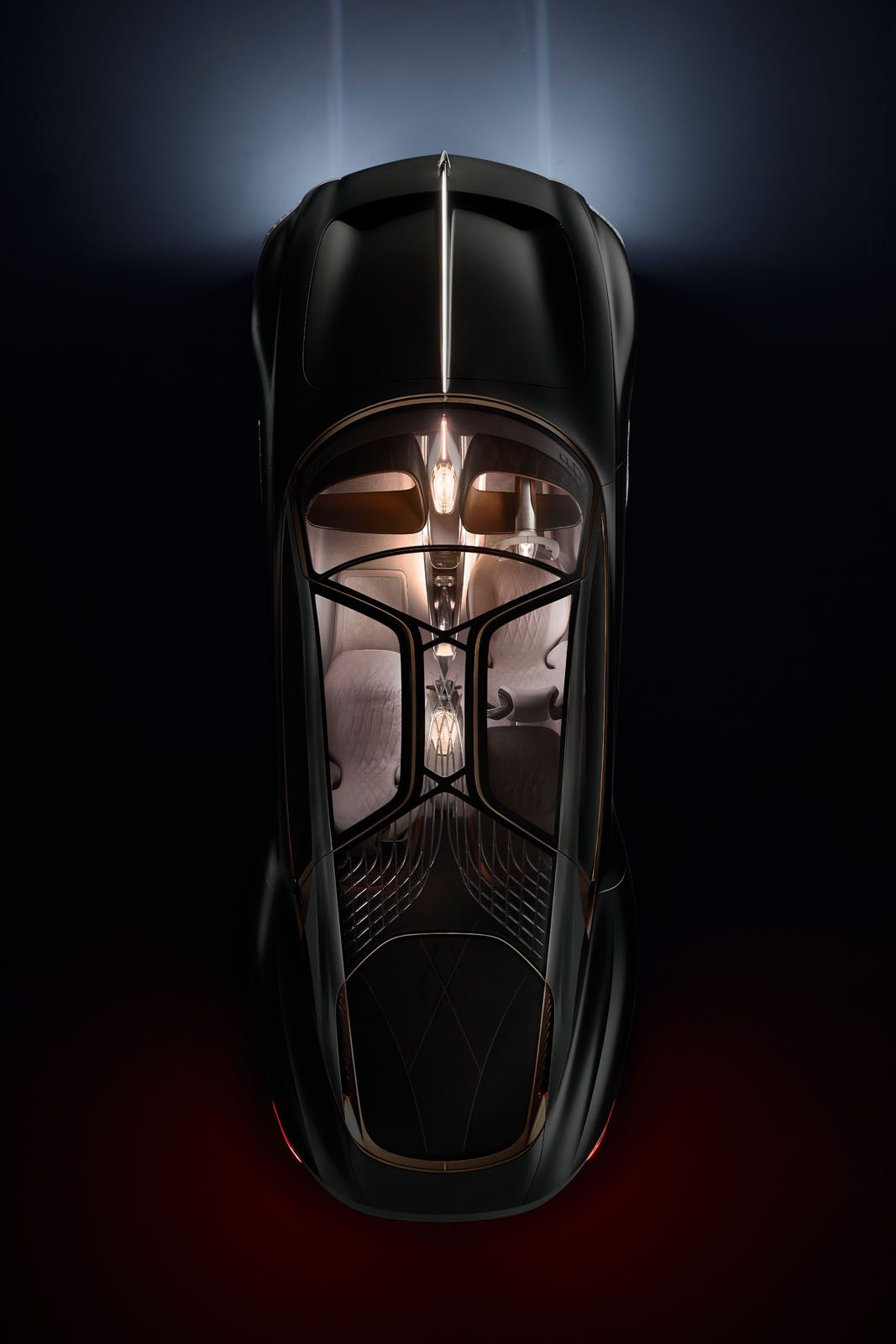 A view of the EXP 100 GT’s interior from its expansive glass roof