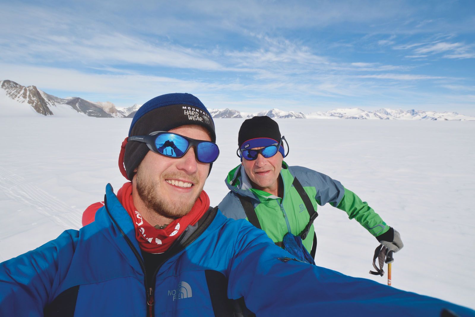 Polar adventurer Barney Swan (left), his father (right), along with two other explorers, took an eight-week trek to the South Pole last year powered only by renewable energy sources to prove that if it was possible in one of the harshest places on earth, then whey not in our everyday lives