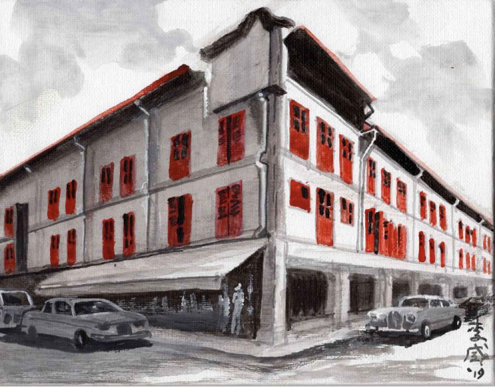 Chinatown, a painting by William Lee Jik Yun