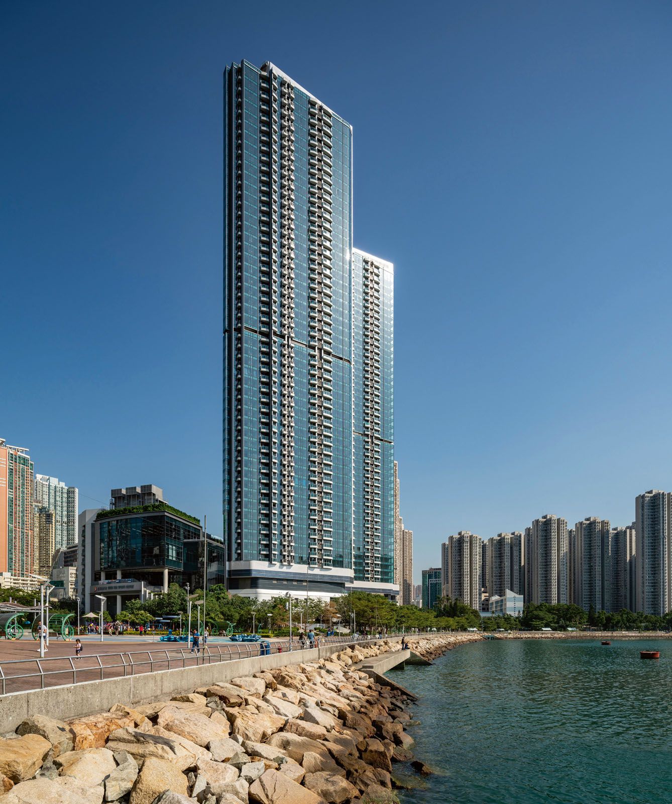 The Pavilia Bay residential tower, which offers waterfront views in Hong Kong