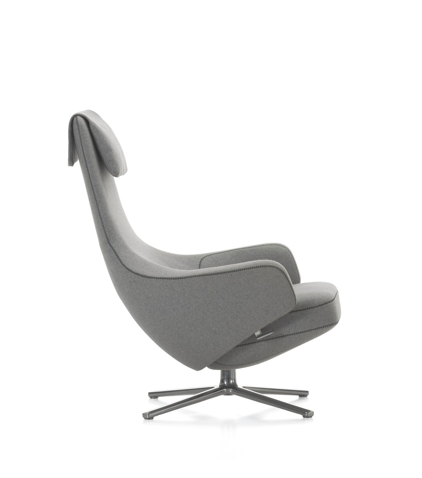 The Repos lounge chair is a reclining swivel seat designed by Citterio in 2011