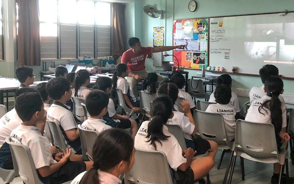 Nathaniel Soon conducts workshops for children to teach them how to tell stories about the environment through visual means