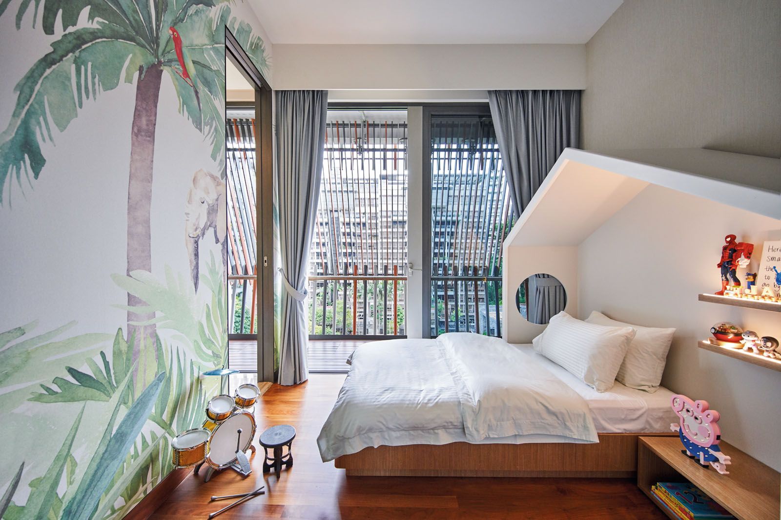 The son’s bedroom celebrates his love of animals