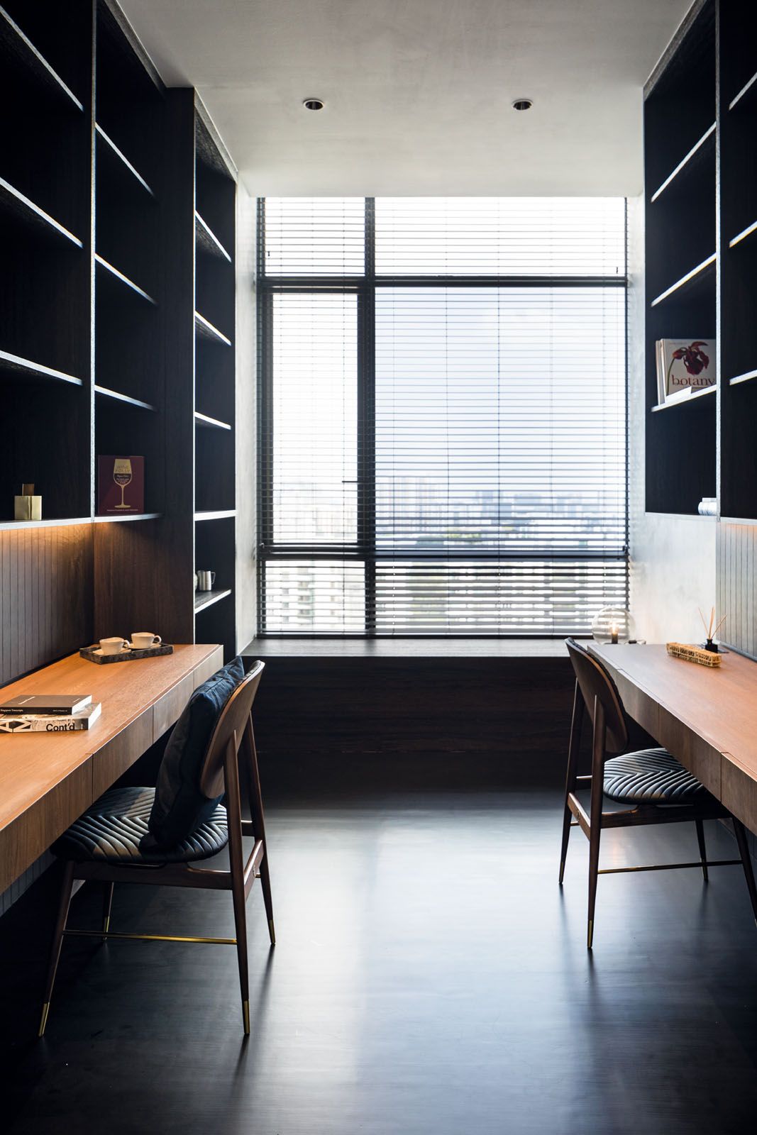 One of the bedrooms was transformed into a study with twin desks