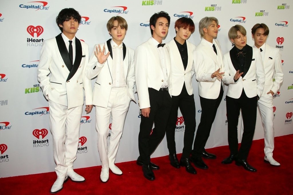 South Korean boy band BTS arrives for the KIIS FM's iHeartRadio Jingle Ball at the Forum Los Angeles in Inglewood, California on December 6, 2019. (Photo by Jean-Baptiste LACROIX / AFP)