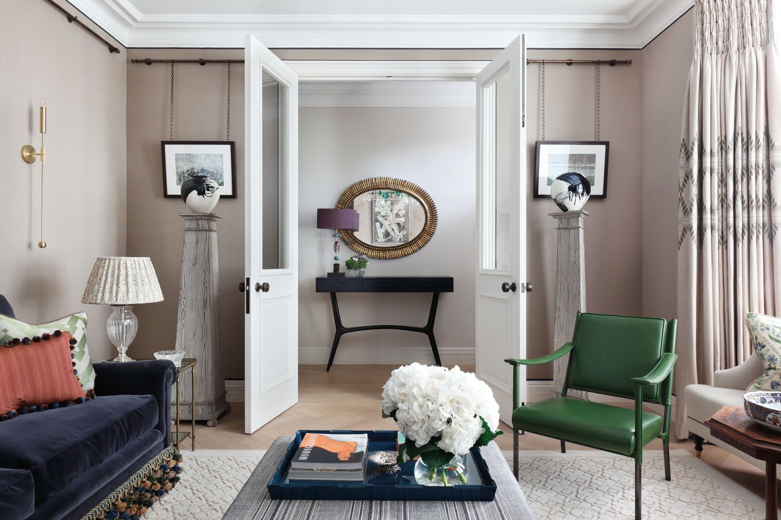 A Cogolin rug keeps the room light and bright