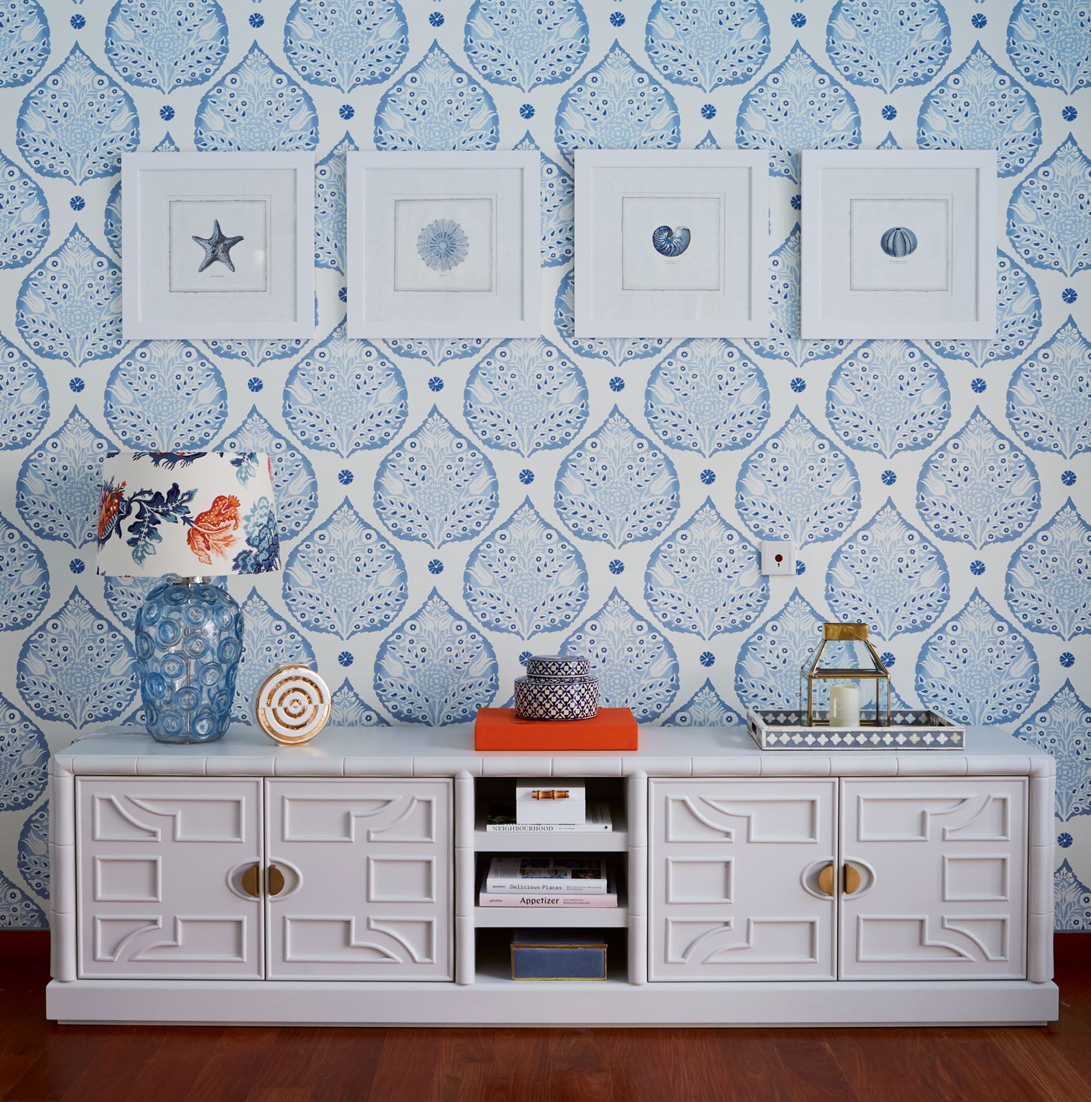 The considered selection of patterns and materials create a beautifully layered look in this room