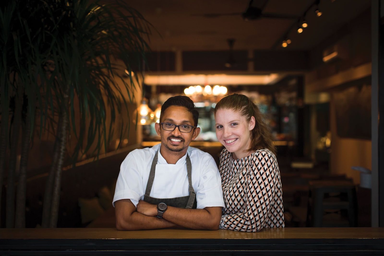 Kotuwa chef-owner Rishi Naleendra with his wife and business partner, Manuela Toniolo