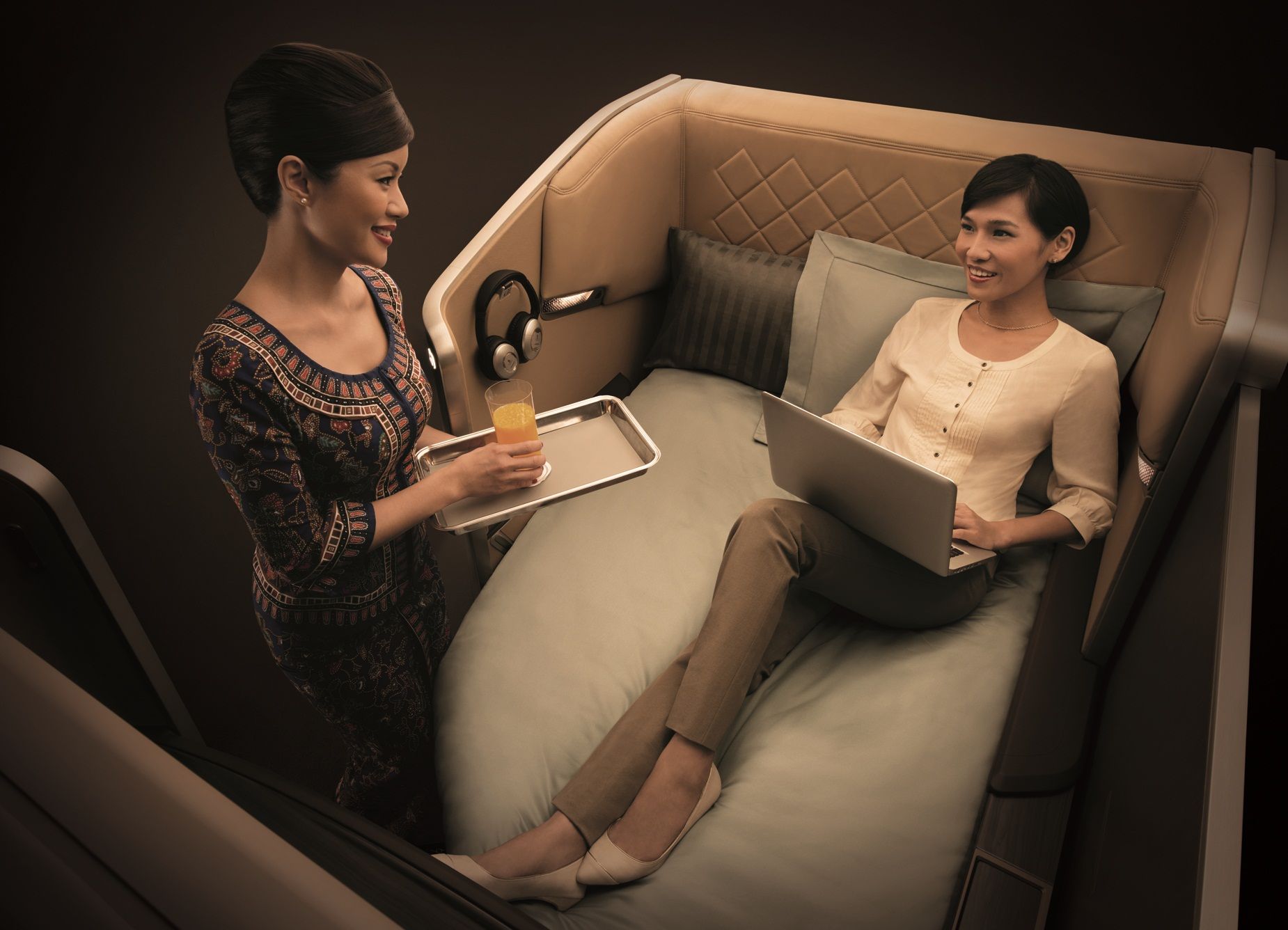 First Class: As seen on the retrofitted 777-300ER aircraft.