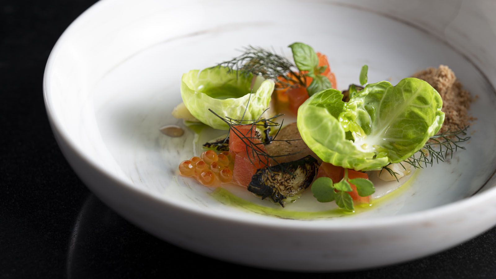 Verveine, brussel sprout, ocean trout