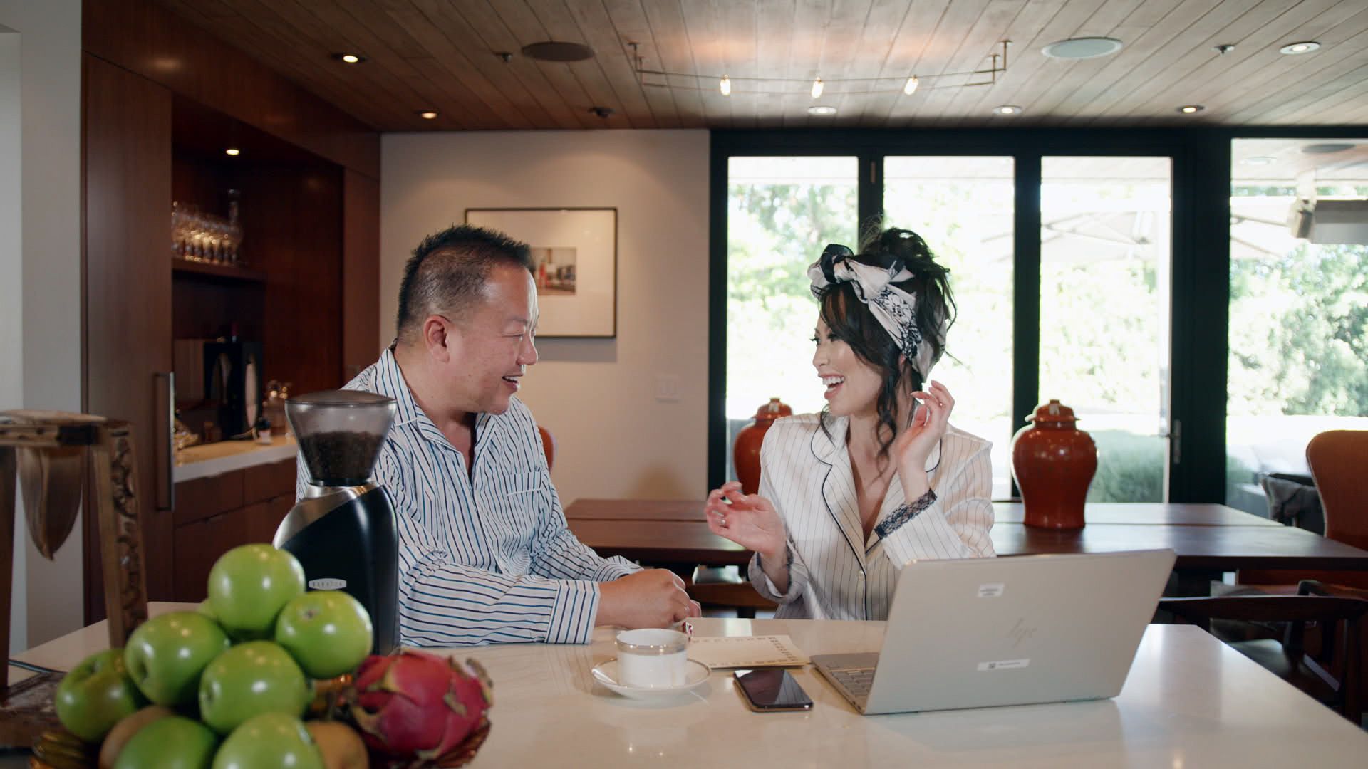 (L-R) Dr. Gabriel Chiu and Christine Chiu in episode 2 âTale of Two Trustsâ of Bling Empire: Season 1. c. Courtesy of Netflix © 2021