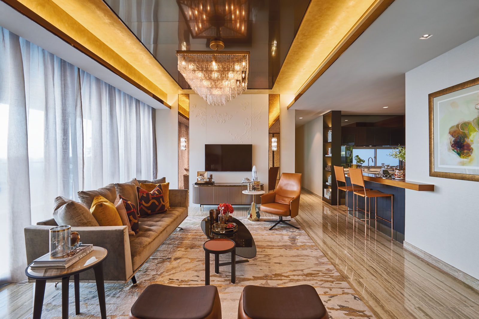 The living space of an elegant apartment designed by Topic Design Studio