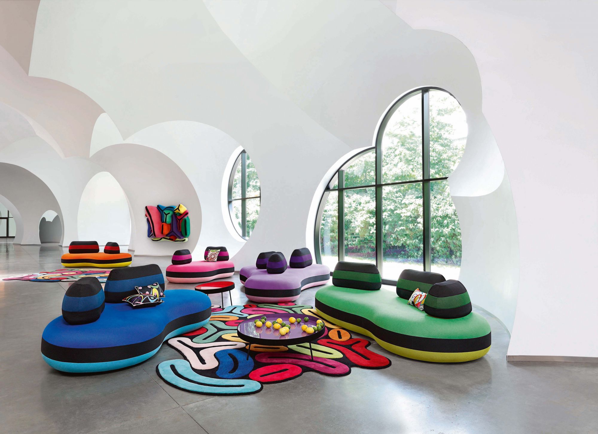 Vibrant, modular pieces feature in the Bombom collection from Roche Bobois, designed by Portuguese artist Joana Vasconcelos