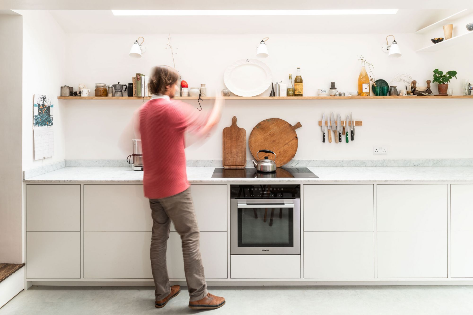 Designed by Outpost London, this kitchen is decked out with floating shelves (Image: FRENCH+TYE)