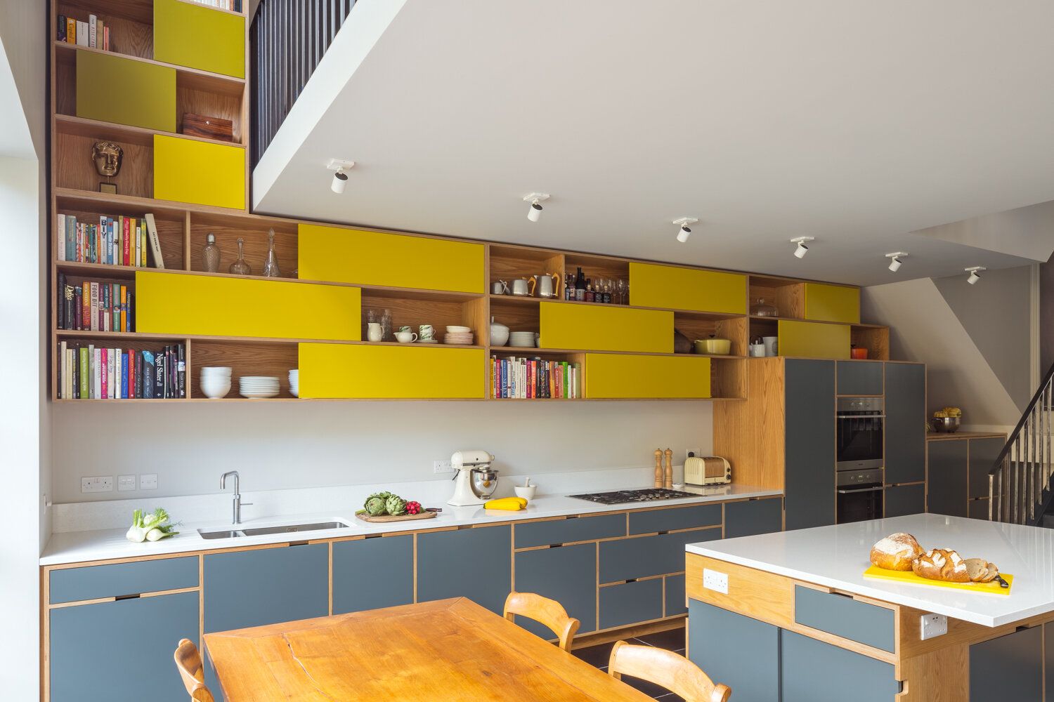 Designed by Uncommon Projects, these shelves form a common and continuous visual throughout the house (Image: Hampstead Heath)