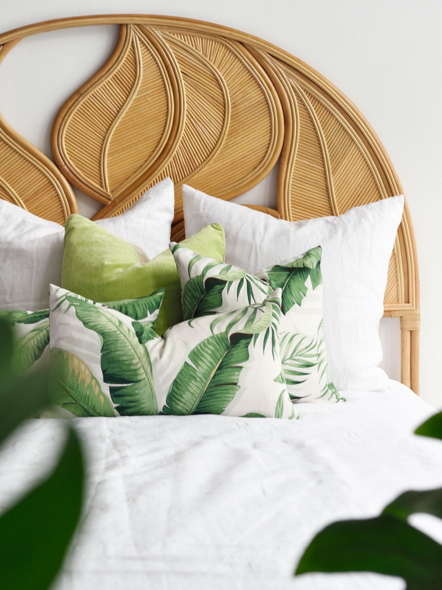 Island Living by Cocoon banana leaf palm headboard, from Island Living