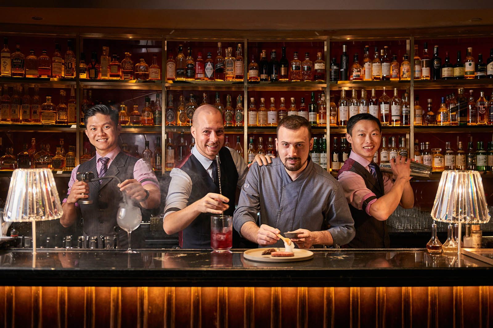 Manhattan bar team with chef Mirko Febrille of Braci