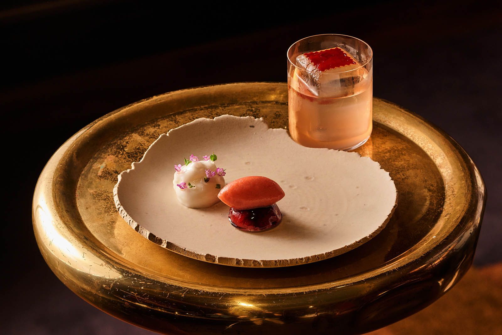 Fukuoka strawberries paired with Fragolina (Courvoisier VSOP and strawberry milk punch)