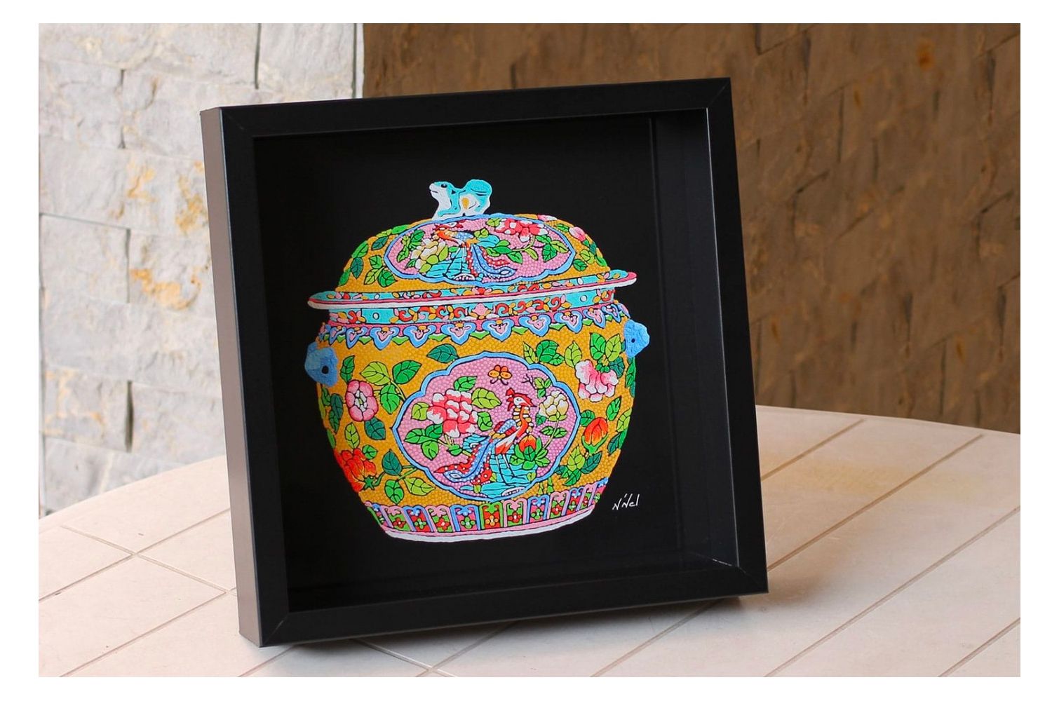 Royal Blue Peranakan Kamcheng Artwork by N’Nel Painting from Timeless Gifts (Image: Timeless Gifts)