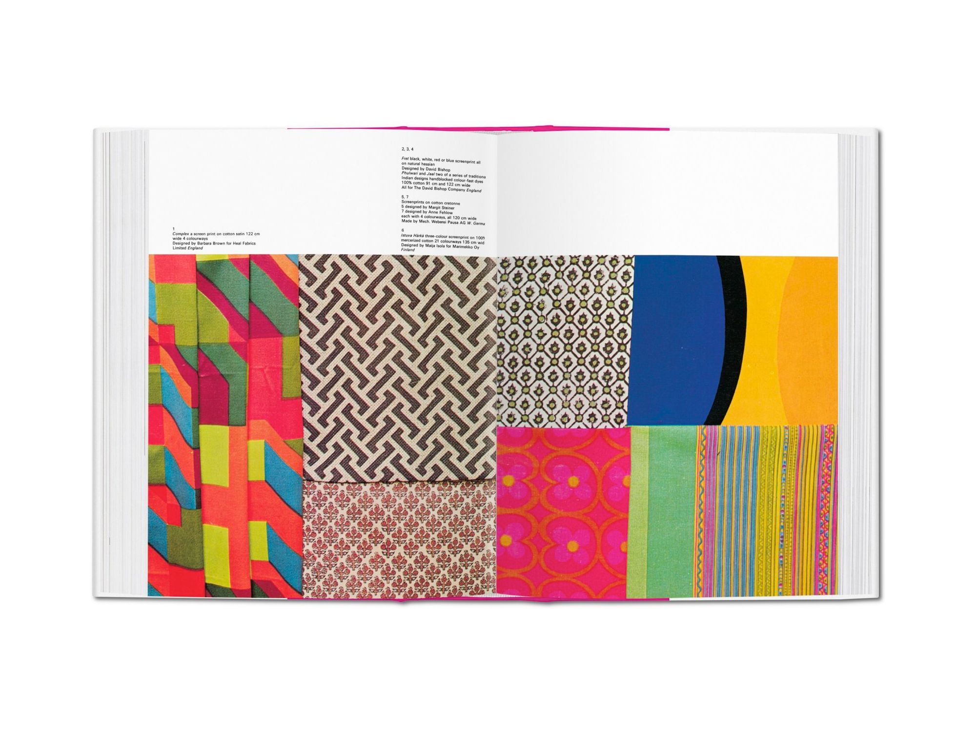 An excerpt from Decorative Art 60s, showcasing various fabrics in different prints (Image: Taschen)