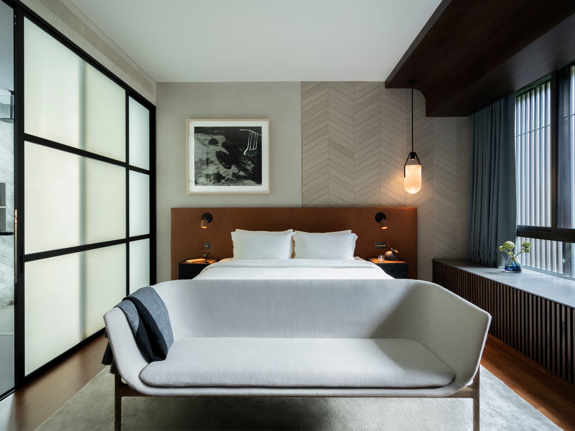 The Menu Tailor sofa by Portuguese designer Rui Alves invites languid lounging in the master bedroom