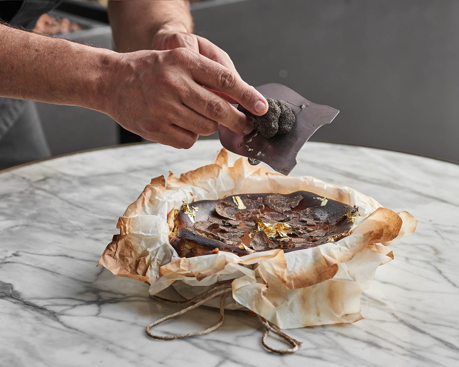 Burnt truffle ricotta cheesecake