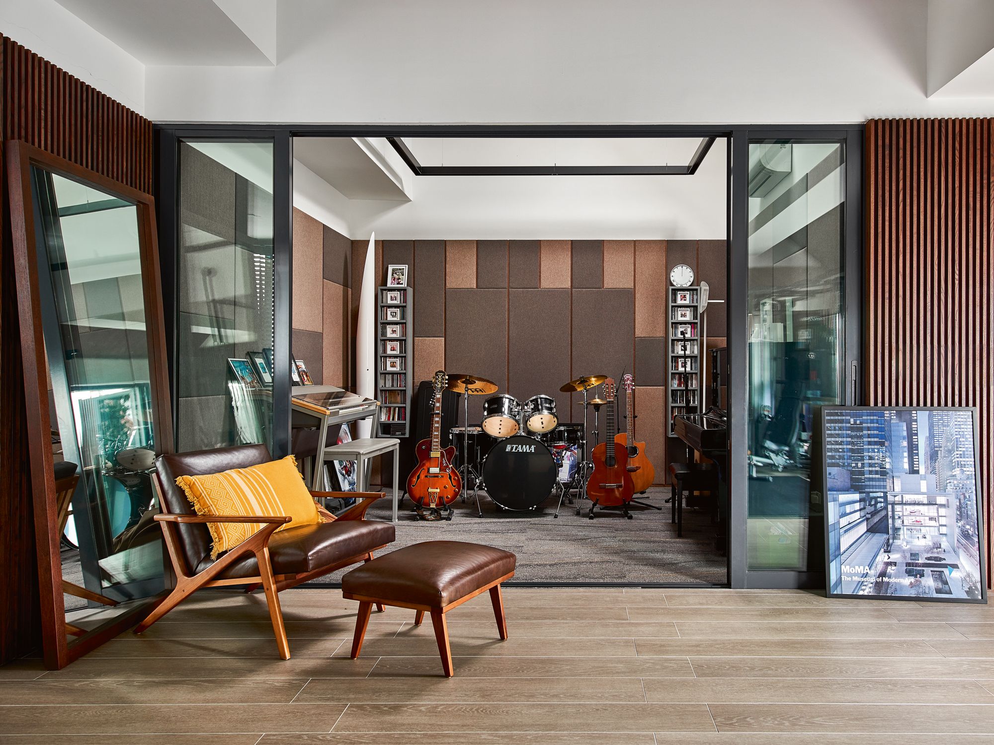 The family enjoy regular jamming sessions in the music room