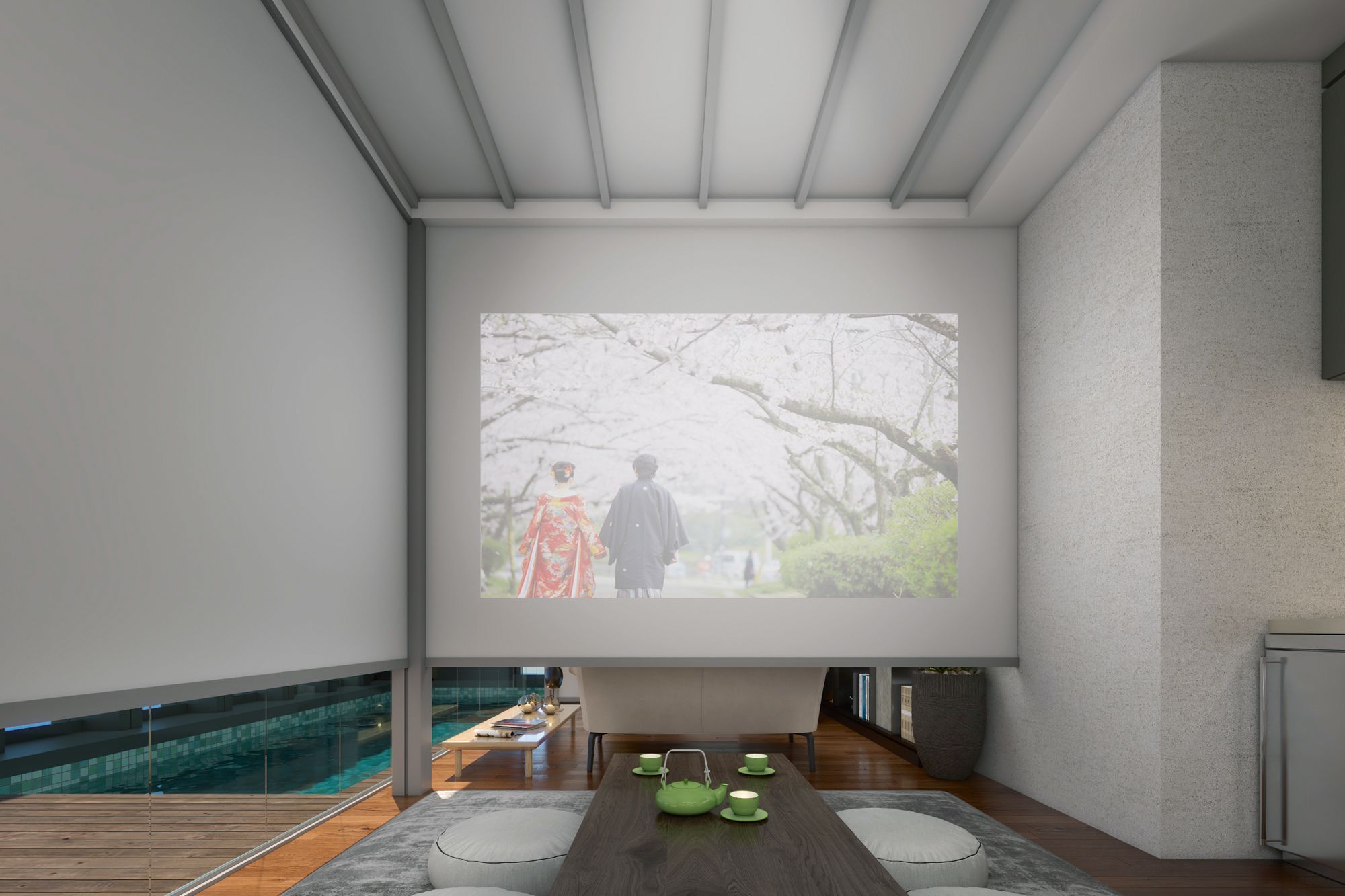 This rooftop concept by Topic Design Studio features the Glass Curtains and Ziptrak systems from Durablinds