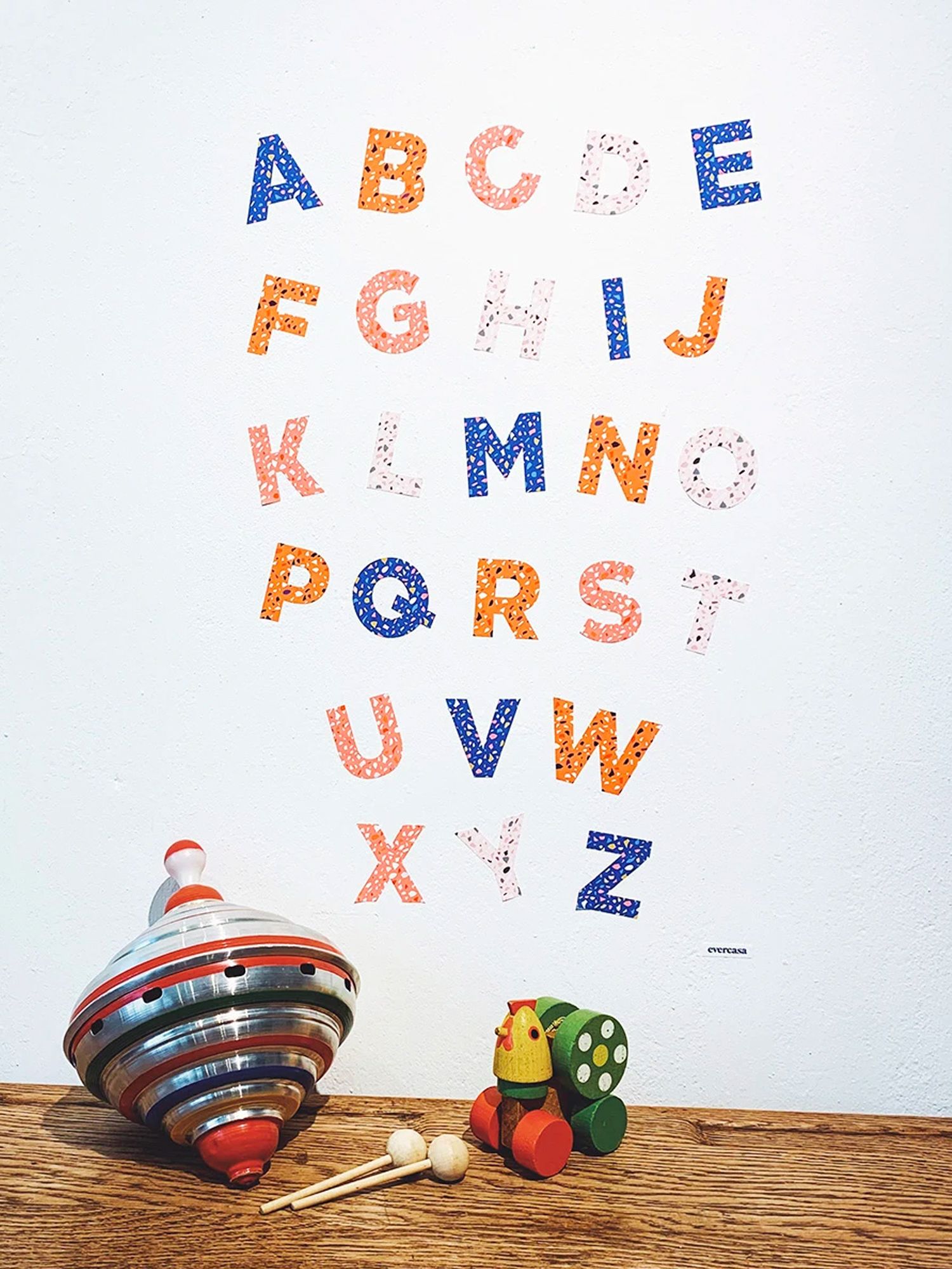 Evercasa also carries other stylish wall decals, such as these educational ABC alphabet decals in terrazzo Photo: Evercasa