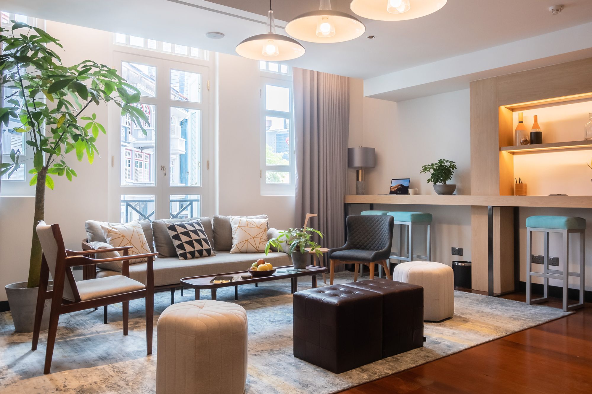 The cosy common lounge on the second floor of KeSa House is a communal area that you can work, lounge or hang out in