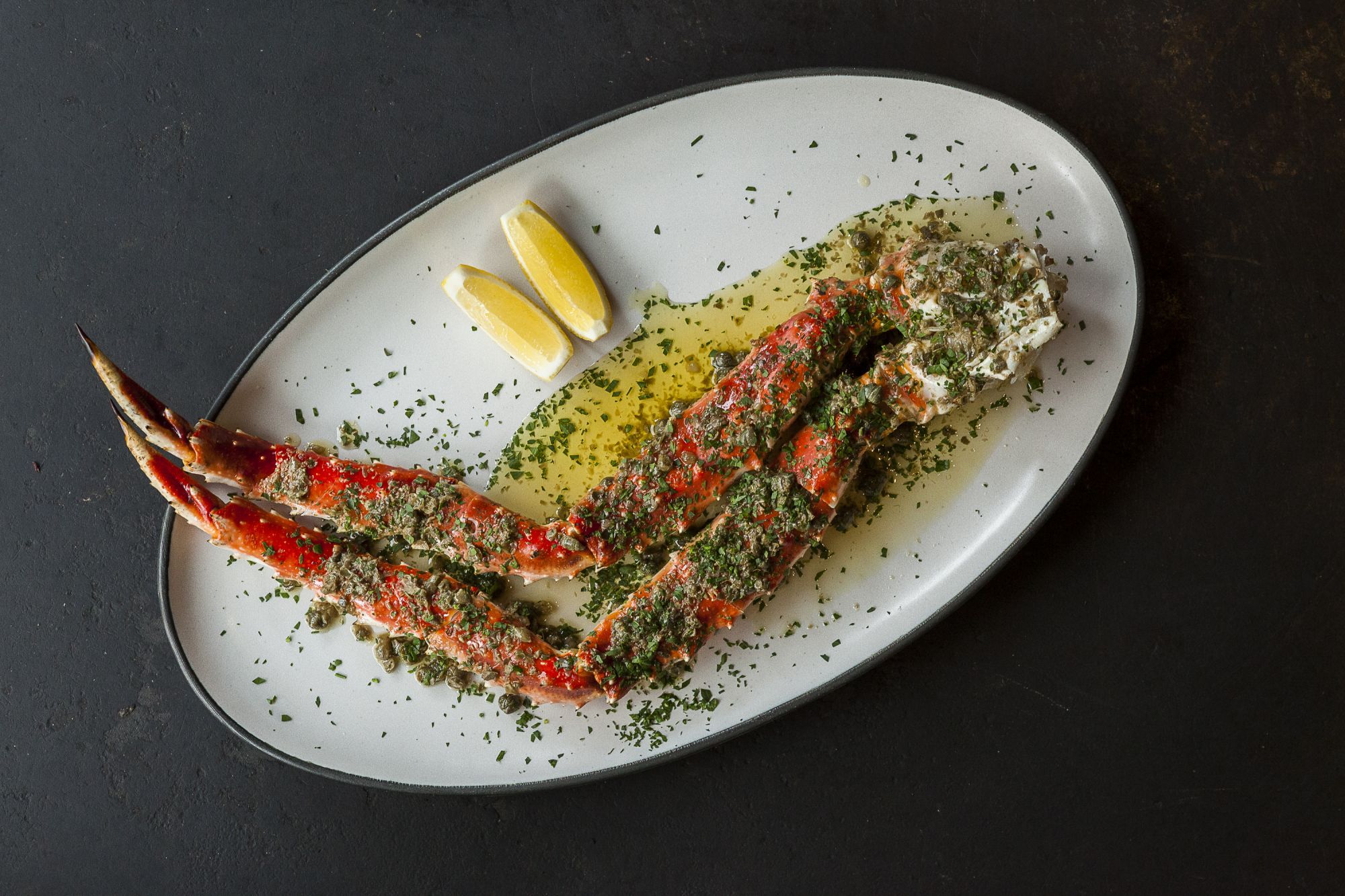 Grilled king crab legs from Burnt Ends