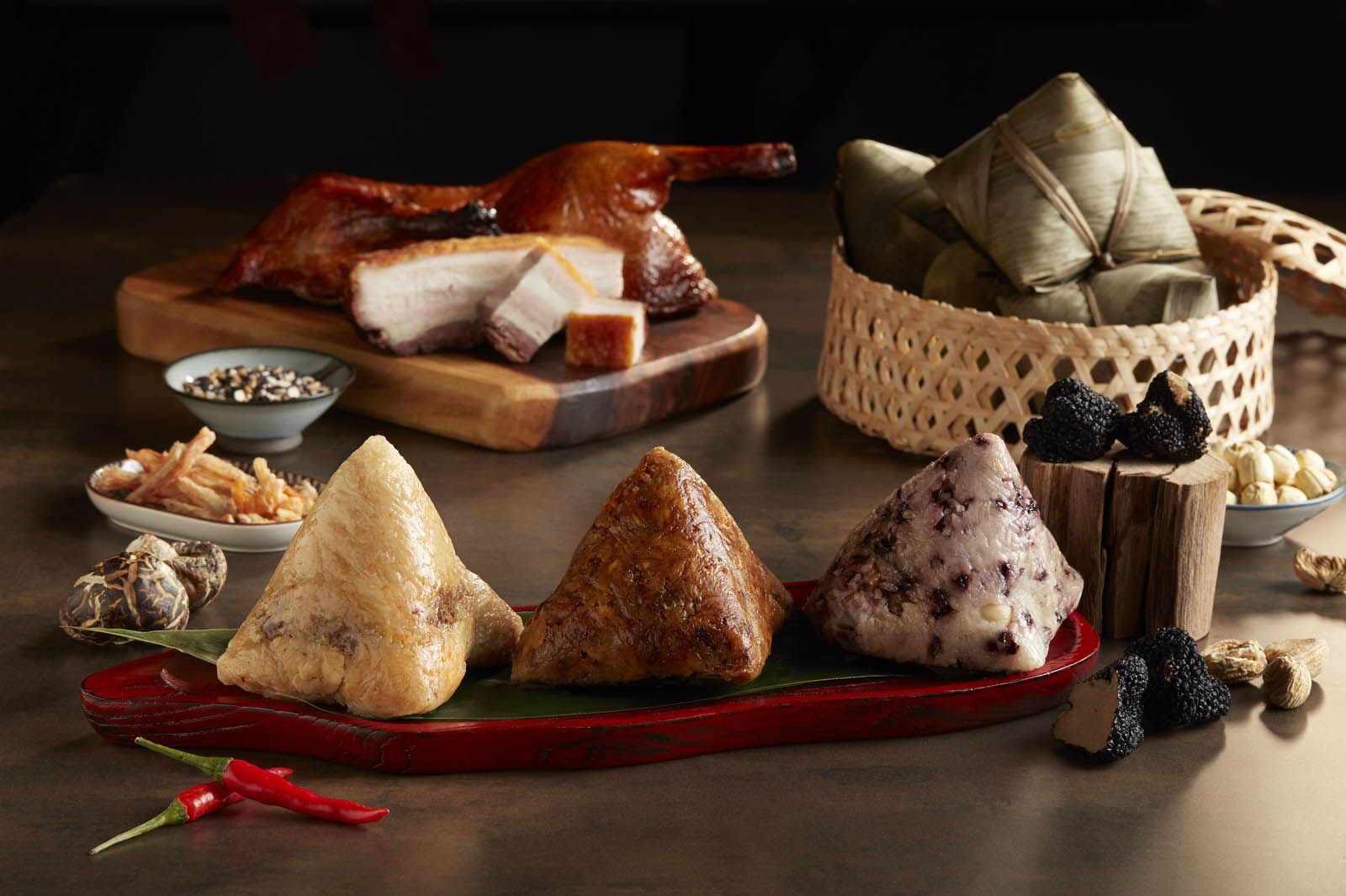 The set includes the black truffle five grain rice dumpling