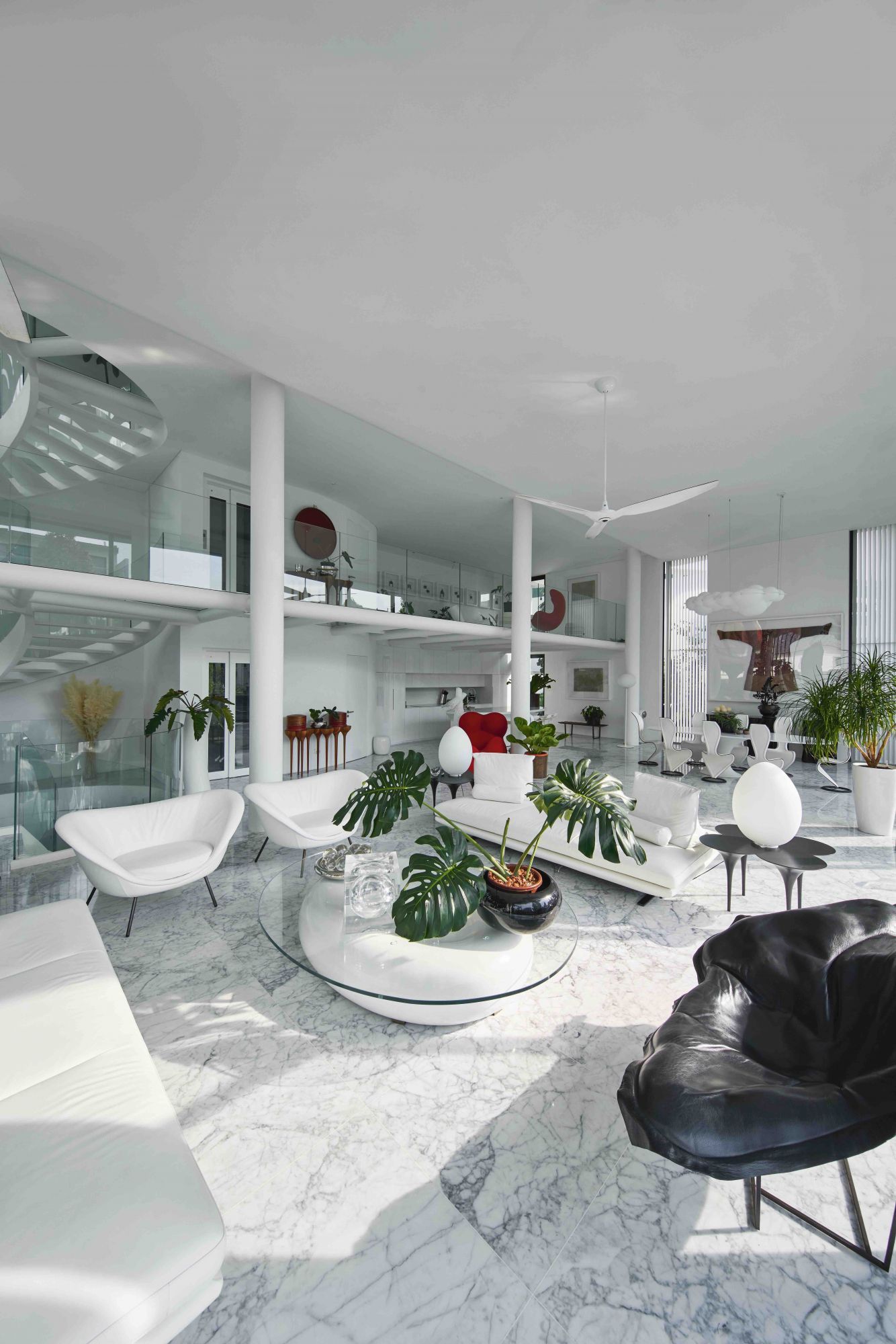 The floors of the living room in the Stiletto House are wrapped in marble Photo: Jasper Yu