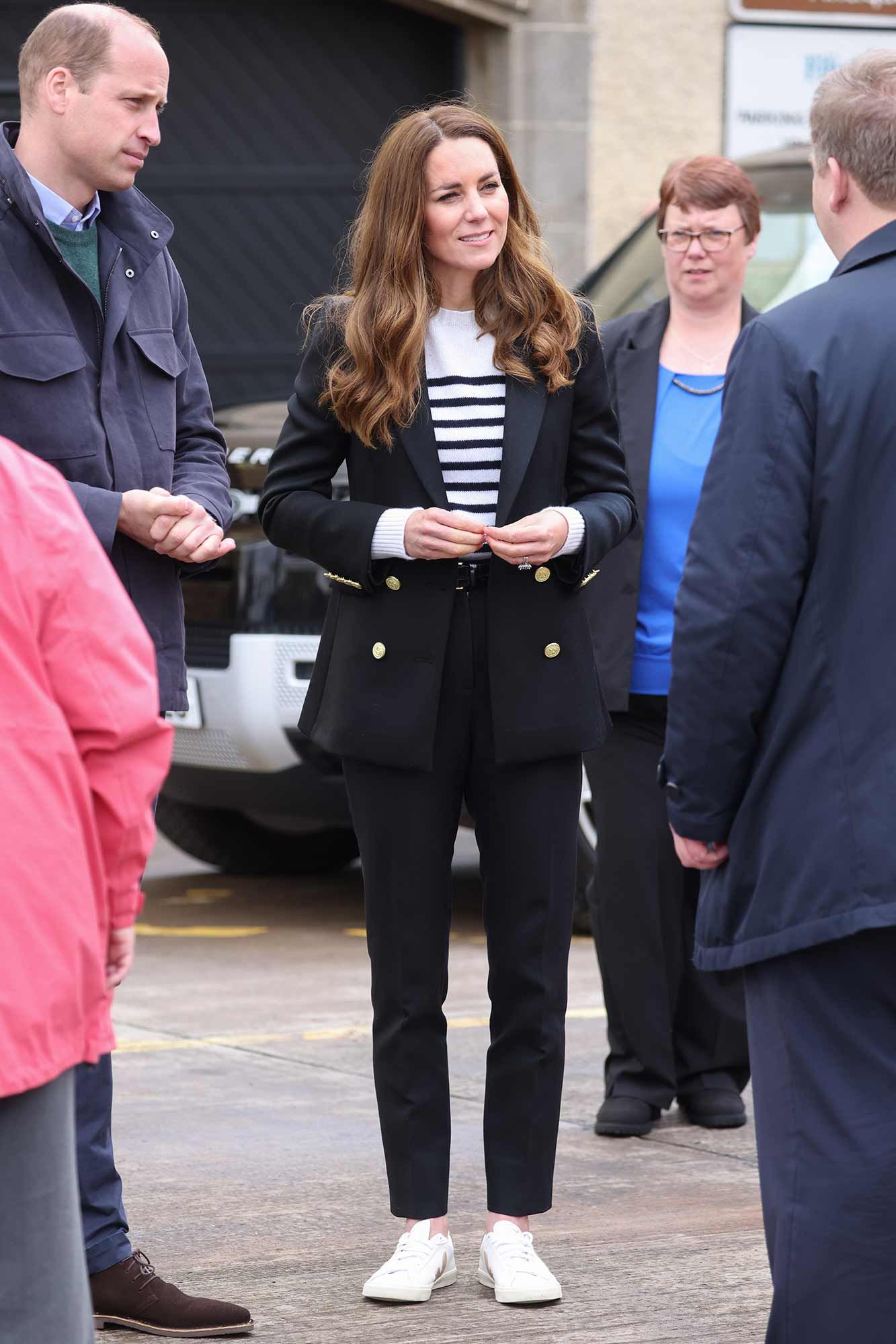 Prince William, Duke of Cambridge and Catherine, Duchess of Cambridge meet local fishermen and their families to hear about the work of fishing communities on day six of their week long visit to Scotland on May 26, 2021 in Fife, Scotland. Photo: Getty Images