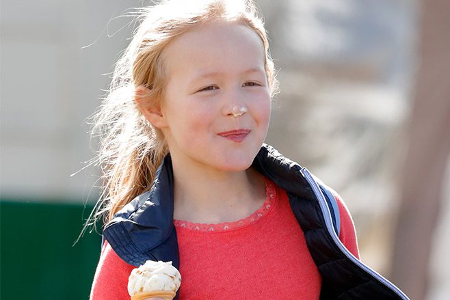 Savannah Phillips eats an ice cream as she attends the Gatcombe Horse Trials at Gatcombe Park. Photo by Max Mumby/Indigo/Getty Images
