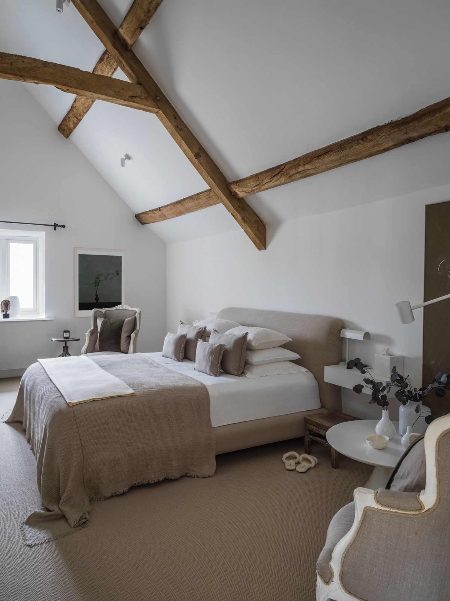 The original wooden beams give the home a rustic feel