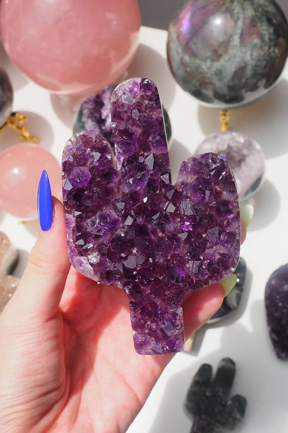 This purple amethyst from Illa Nocte is uniquely shaped as a cactus for a burst of fun and vibrance Image: Courtesy of Illa Nocte