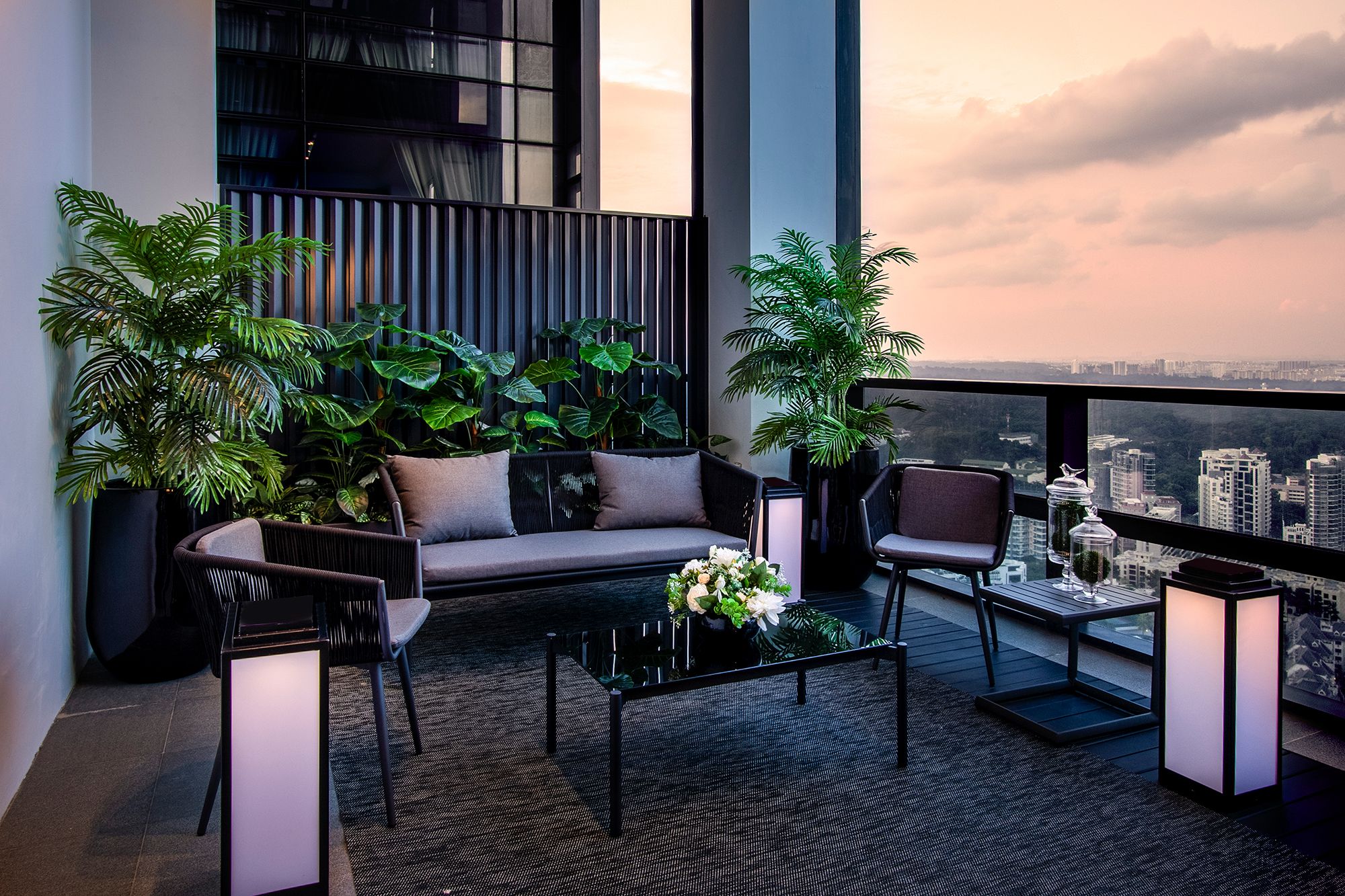 This cosy area is the perfect spot to soak in the skyline