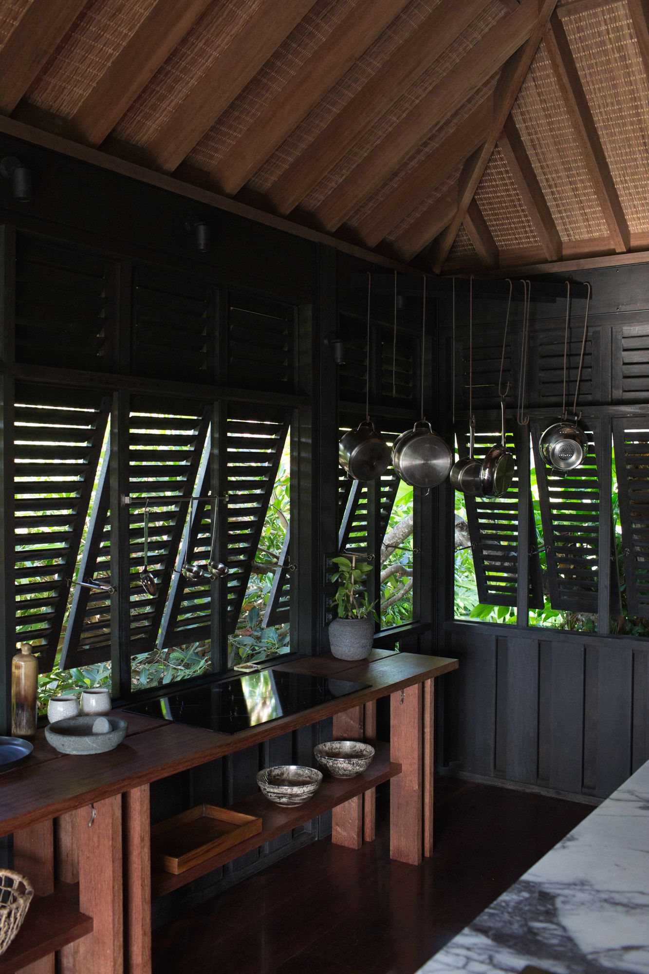 The open kitchen is well laid-out and organised with all the appliances needed to whip up a feast