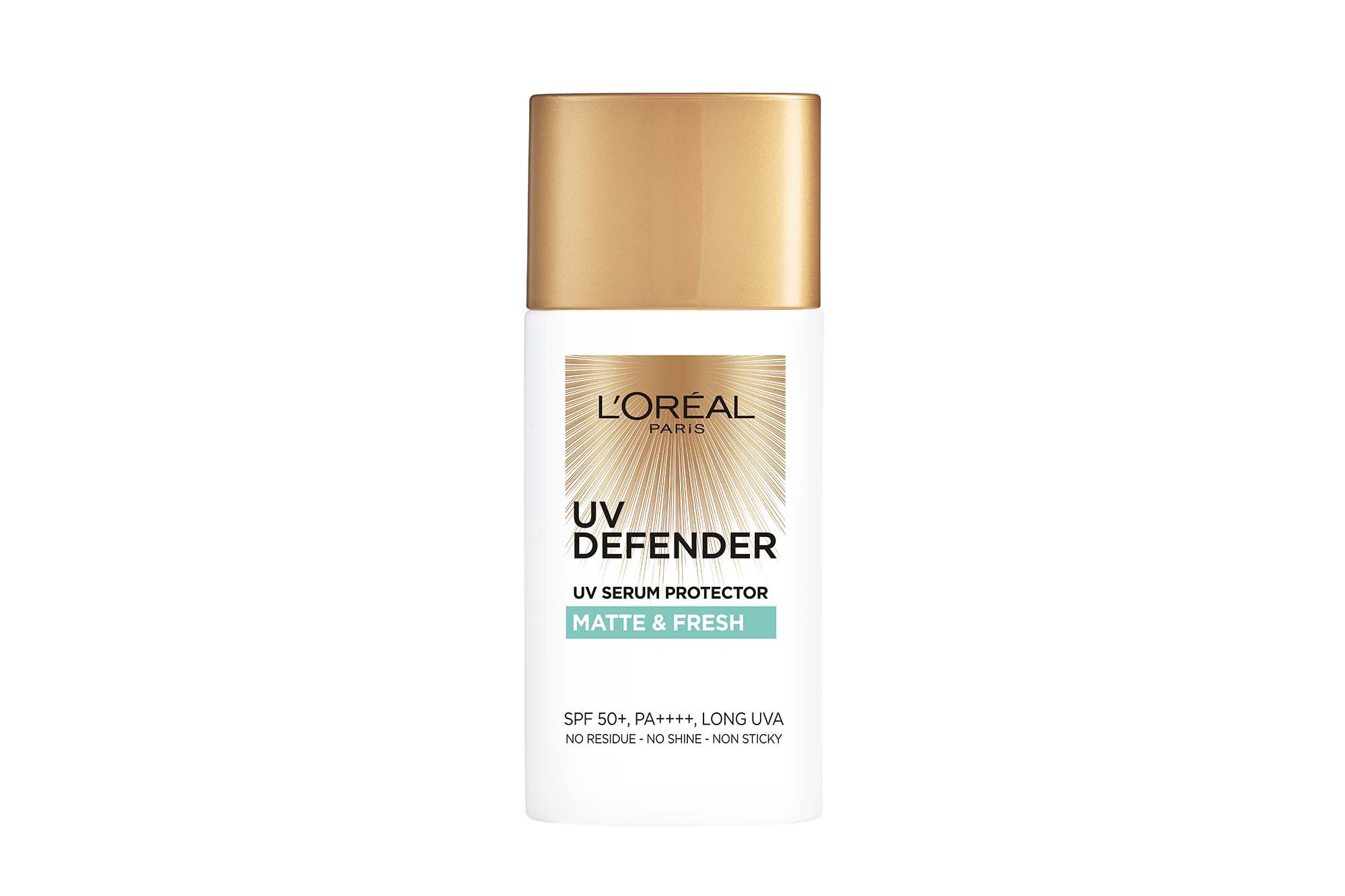 The new L'Oréal UV Defender Matte and Fresh is a lightweight, anti-ageing sunscreen that mattifies acne-prone or oily skin. It also includes skin-loving active ingredients that help tackle skin concerns caused by UV rays such as fine lines, wrinkles, dark spots, dullness, and more. <a href="https://www.lazada.sg/products/loreal-paris-skincare-uv-defender-serum-protector-sunscreen-bright-clear-spf50-pa-suitable-for-all-skin-types-50ml-i1770968079-s9198744711.html">SHOP HERE</a>
