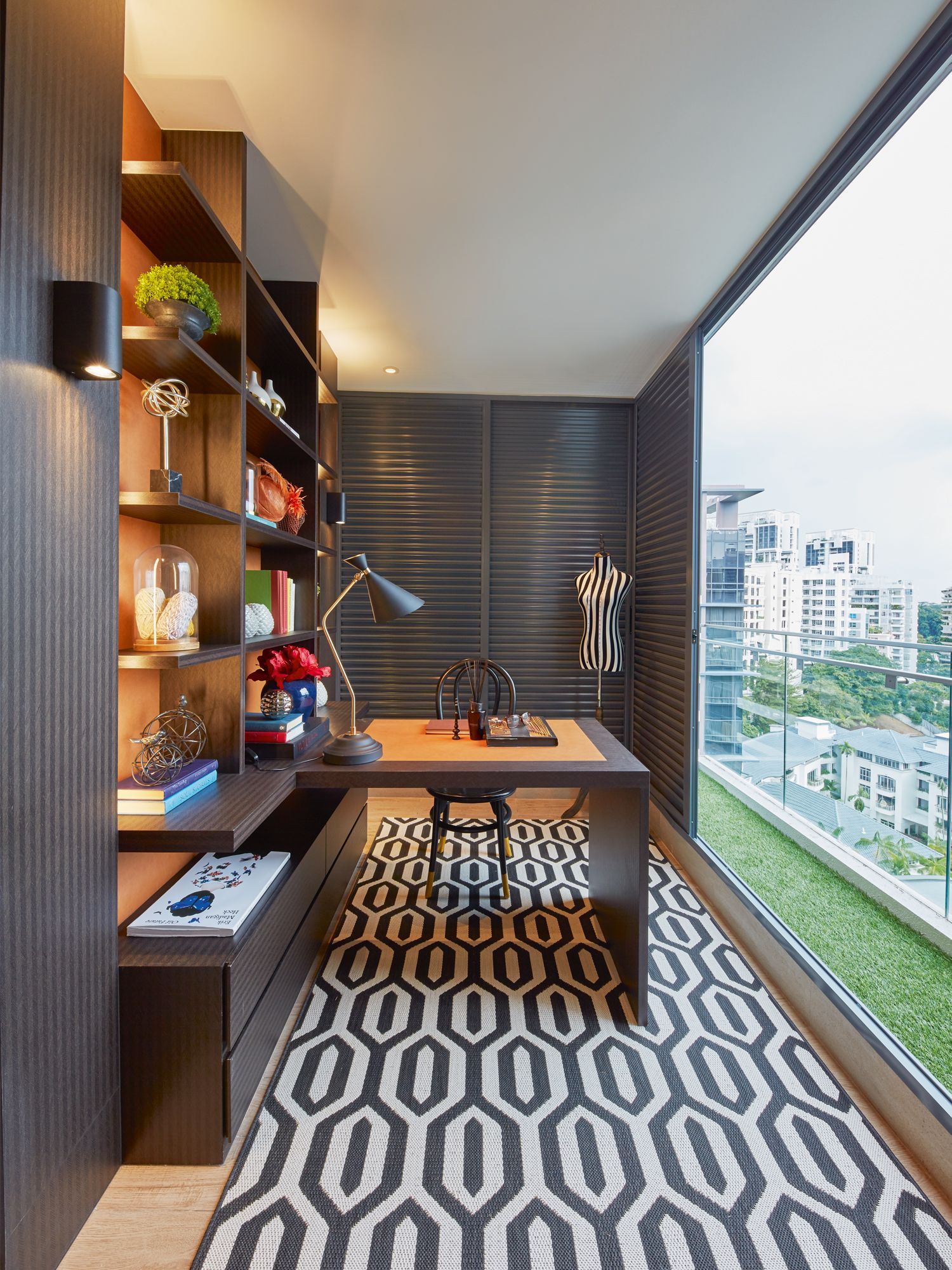 An interior project by KGID, which features a balcony redesigned as a study