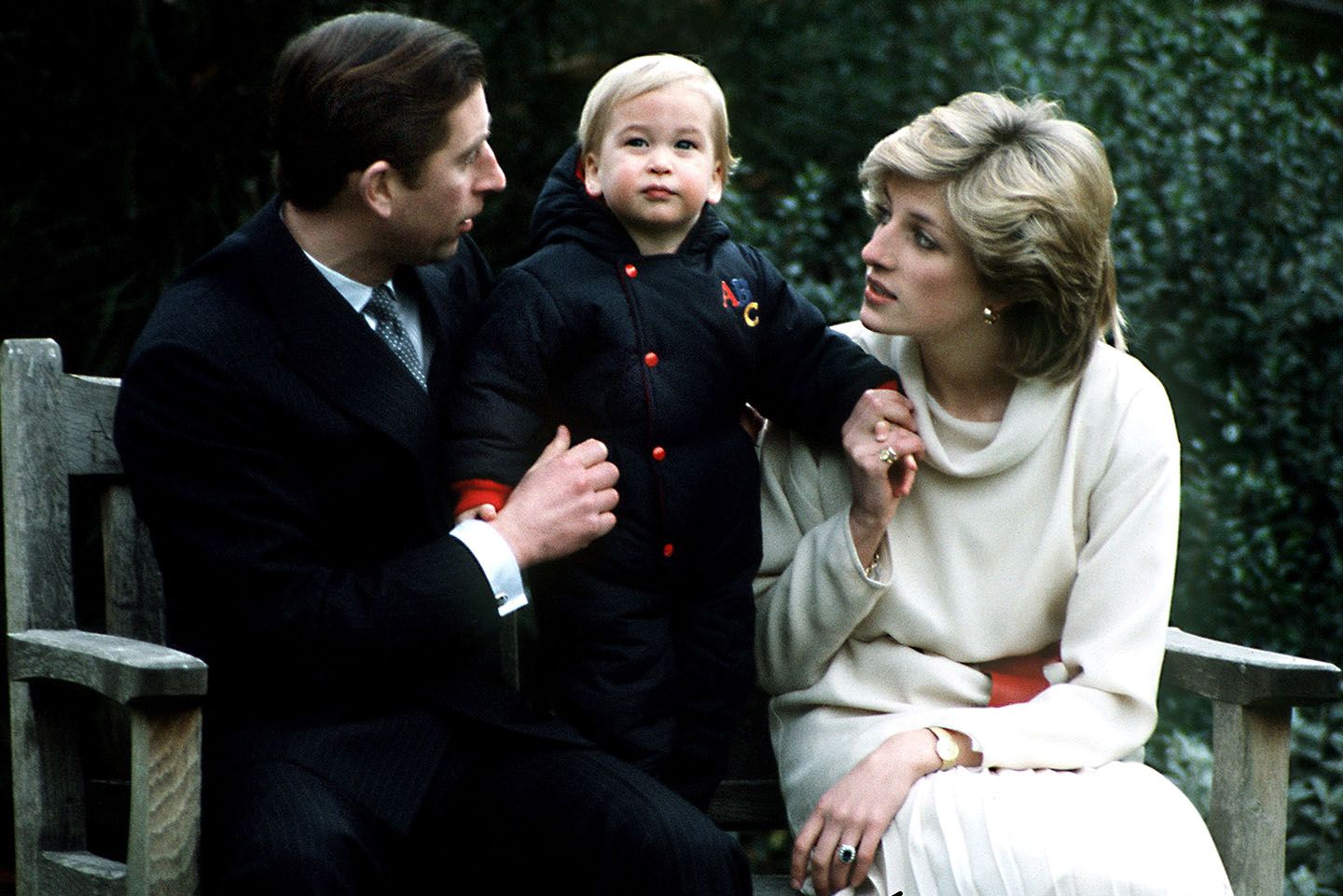 Prince William, with his parents Prince Charles and Princess Diana at Kensington Palace. (Photo: Jayne Fincher/Princess Diana Archive/Getty Images)
