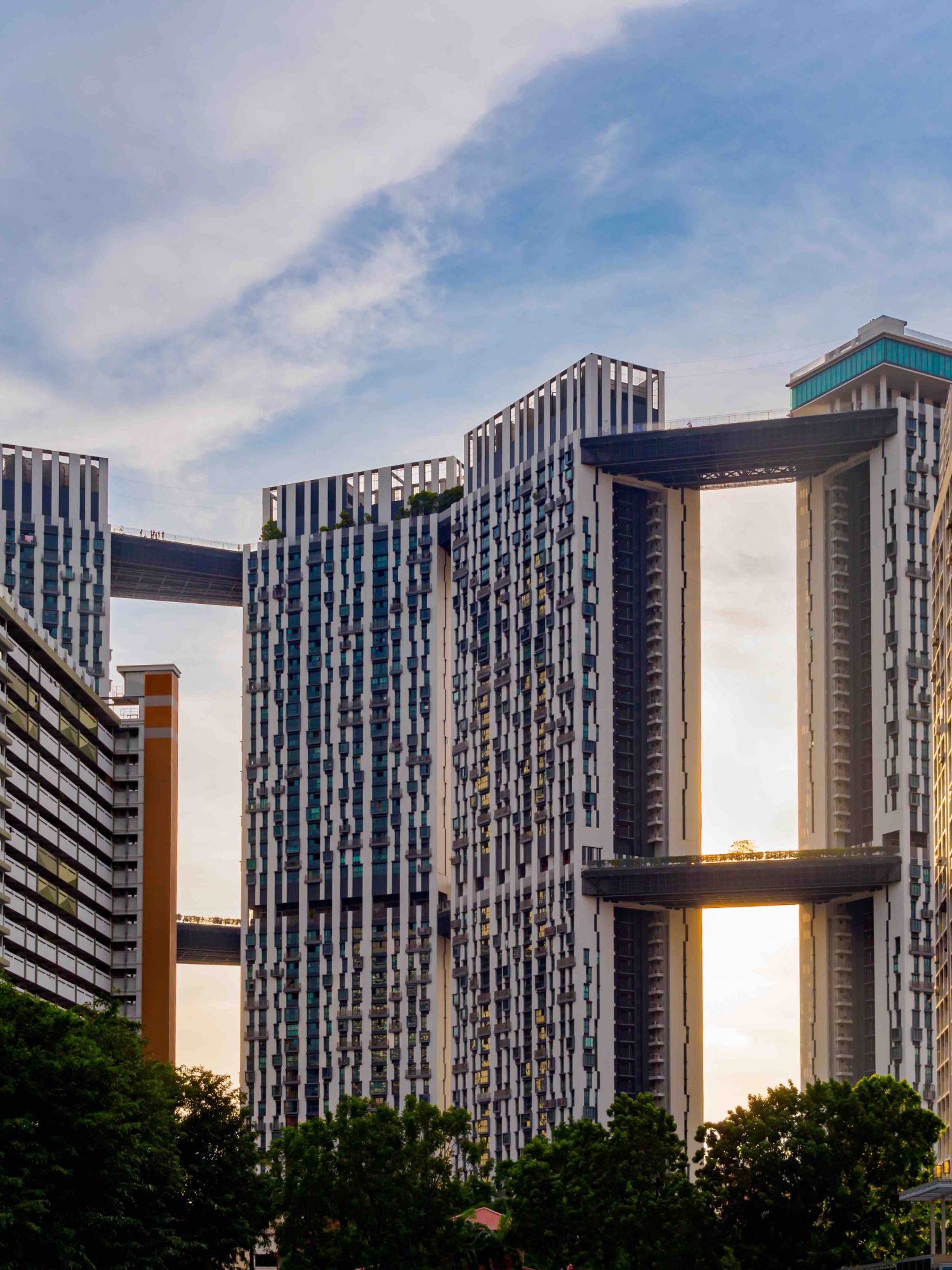 SINGAPORE - 13 APR 2019 - The Pinnacle@Duxton / Pinnacle, a government built public housing development, at sunset