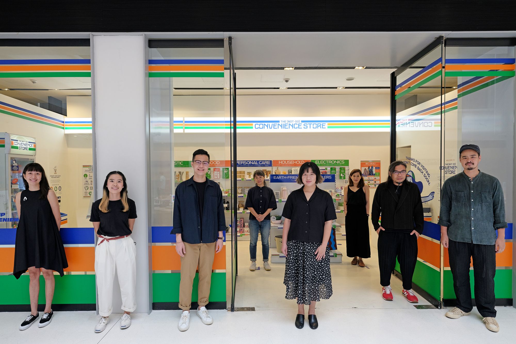 (L-R) Creshelle Padilla, Jennifer Wiriawan, Steven Koswara, Catherine Phua, Astri Nursalim, Fely Anne Ang, Pann Lim and Gian Jonathan, the designers of Kinetic Singapore Image: Courtesy of DesignSingapore