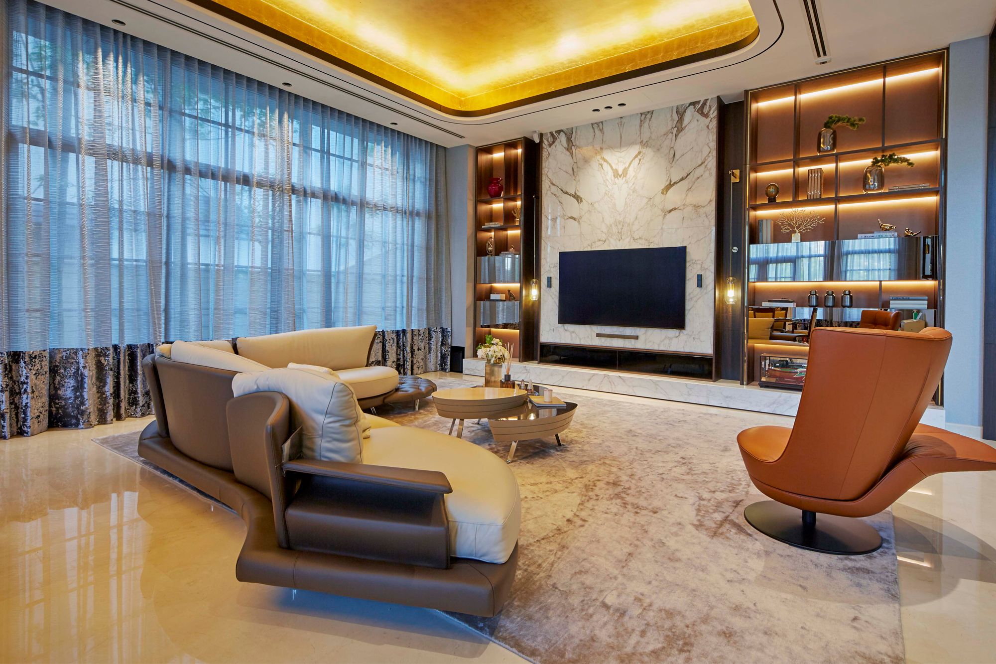 The informal living room exudes a cosy and intimate vibe